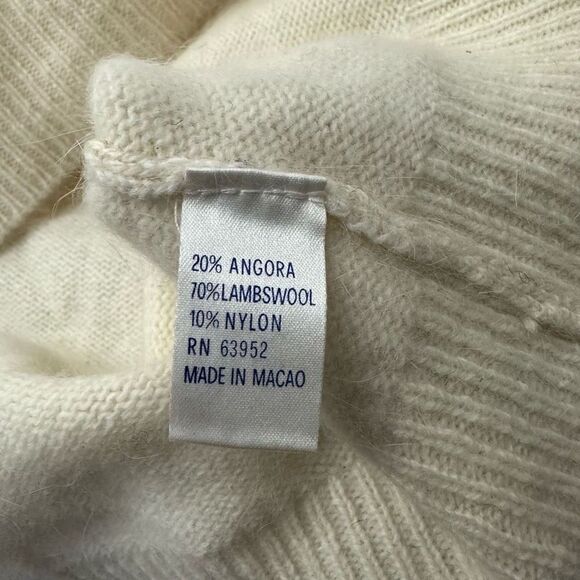 TED LAPIDUS Angora Lambswool Knit Patchwork Vintage‎ Sweater Puff Sleeves sz M - Picture 7 of 11